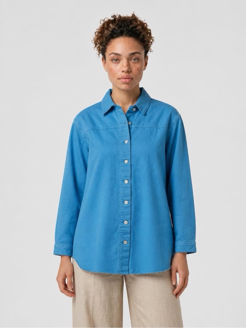 Zara Bright Blue Button-Front Jean Jacket